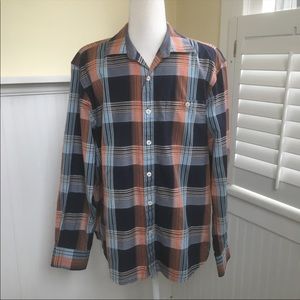 Tommy Bahama Navy Blue & Coral Long-sleeve Button-Up Shirt Men’s Large
